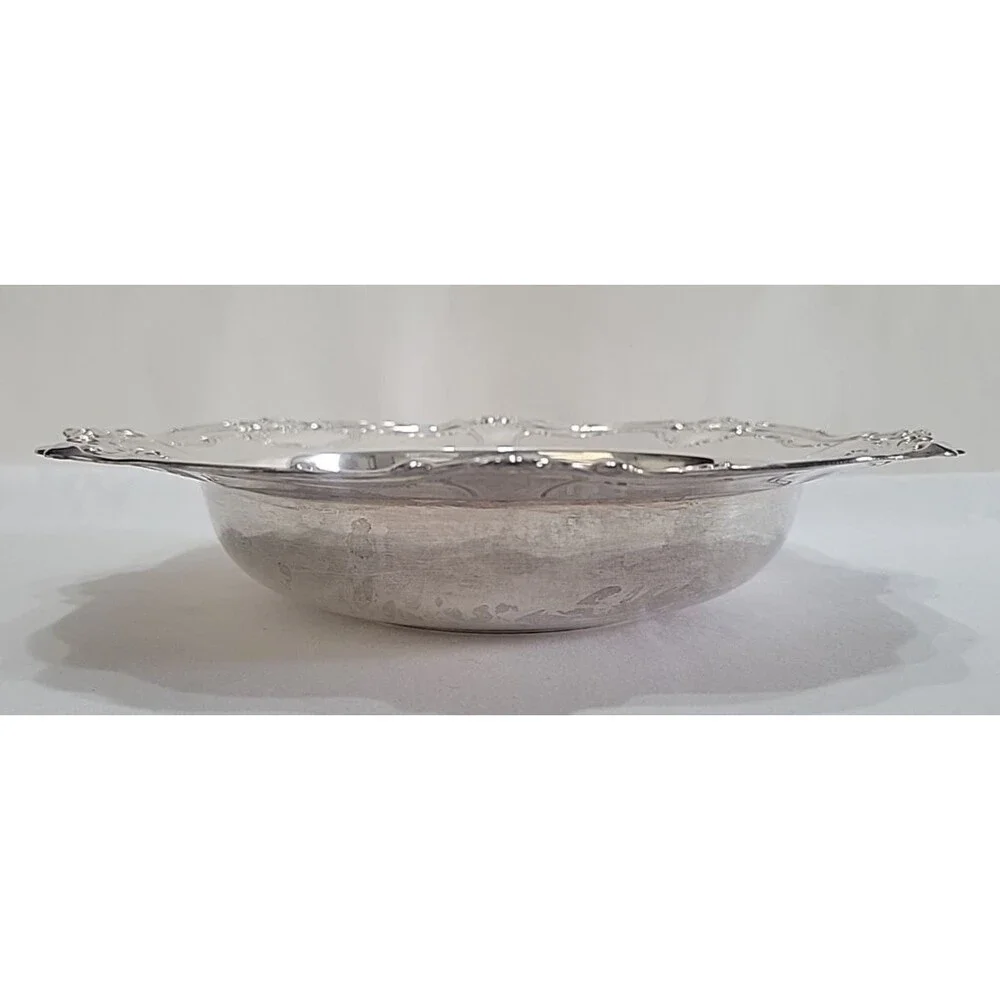 Vintage Gorham Silverplate Serving Bowl YC1308 Ornate Scroll Border 10